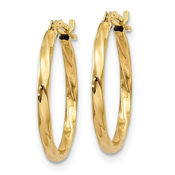 14K Yellow Gold Twist Hoop Earrings  1.5mm width