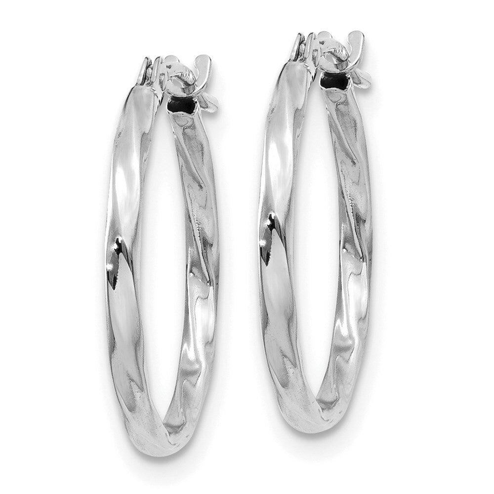 14K White Gold Twisted Hoop Earrings  1.5mm width