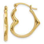 Load image into Gallery viewer, 14K Yellow Gold Heart Hoop Earrings  2mm width
