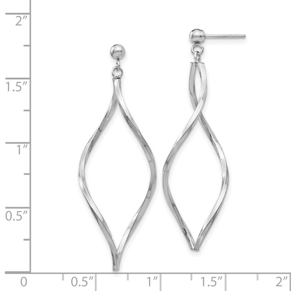 14K White Gold Twisted Post Dangle Earrings