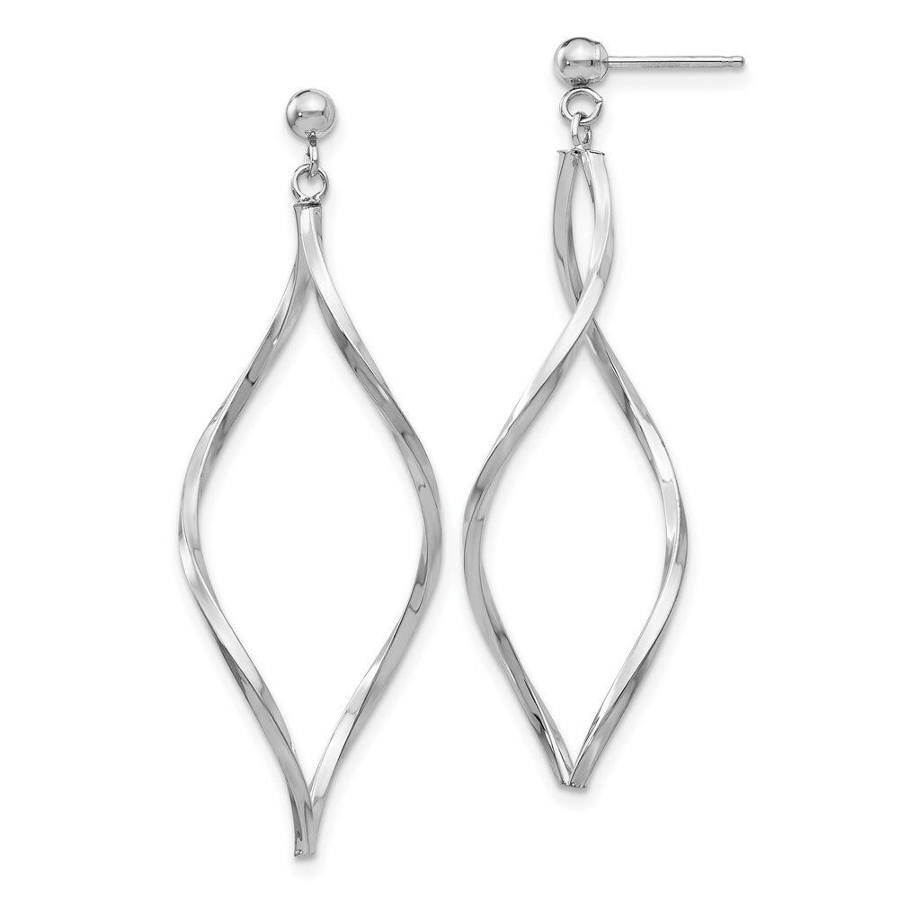 14K White Gold Twisted Post Dangle Earrings