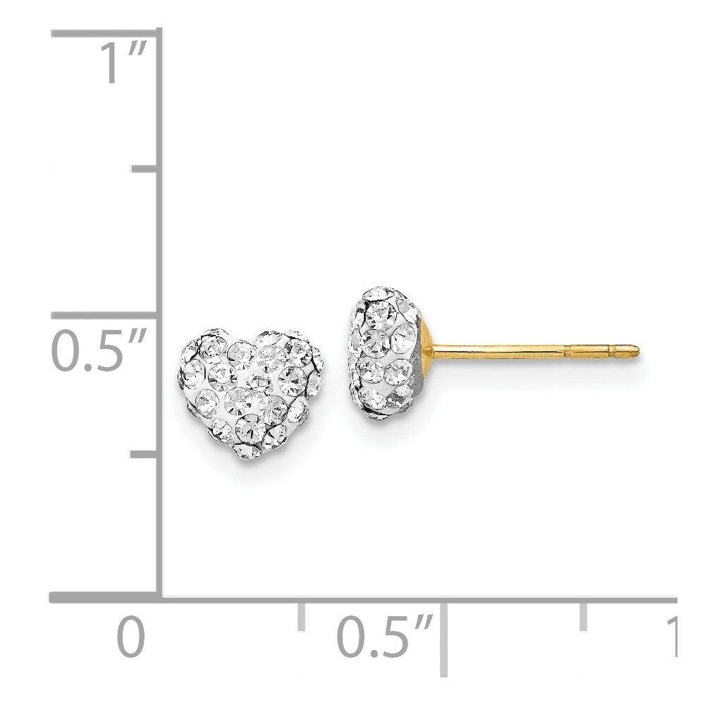 14K Yellow Gold Crystal 6mm Heart Post Earrings
