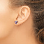 Load image into Gallery viewer, 14K Yellow Gold Blue Pink White Crystal 8mm Heart Post Earrings
