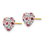 Load image into Gallery viewer, 14K Yellow Gold Multi-colored Crystal 6mm Heart Post Earrings
