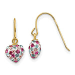 Load image into Gallery viewer, 14K Yellow Gold Multi-colored Crystal Heart Dangle Earrings
