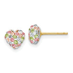 Load image into Gallery viewer, 14K Yellow Gold Pastel Multi-colored Crystal 6mm Heart Post Earrings
