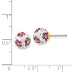 Load image into Gallery viewer, 14K Yellow Gold Crystal Pink Flowers 8mm Post Earrings
