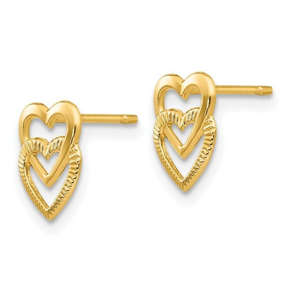 14K Yellow Gold Yellow Gold Polished Double Heart Post Earrings
