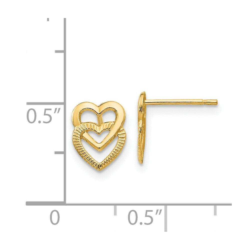14K Yellow Gold Yellow Gold Polished Double Heart Post Earrings