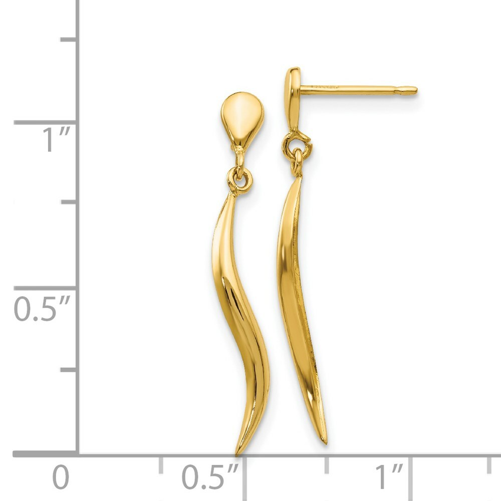 14K Yellow Gold Polished Fancy Dangle Post Earrings
