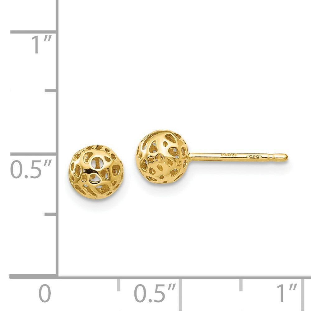 14K Yellow Gold Yellow Gold Small Fancy Ball Post Earrings