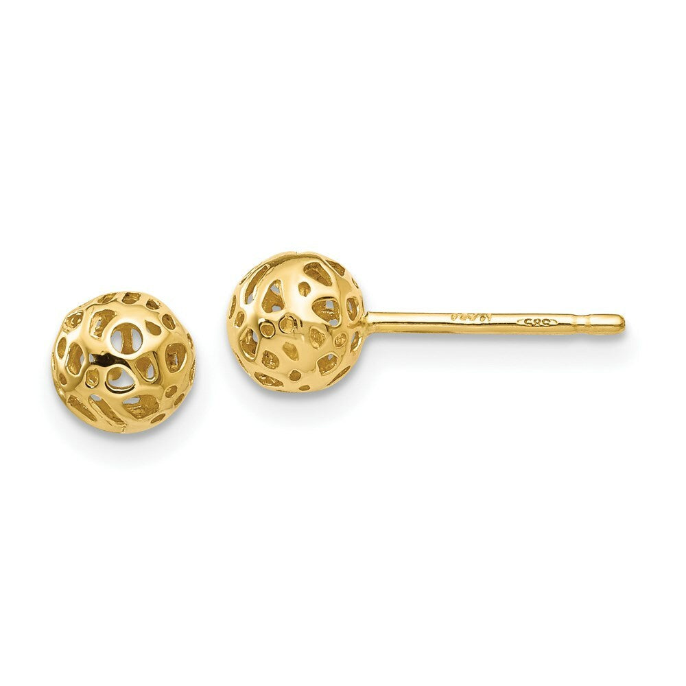 14K Yellow Gold Yellow Gold Small Fancy Ball Post Earrings