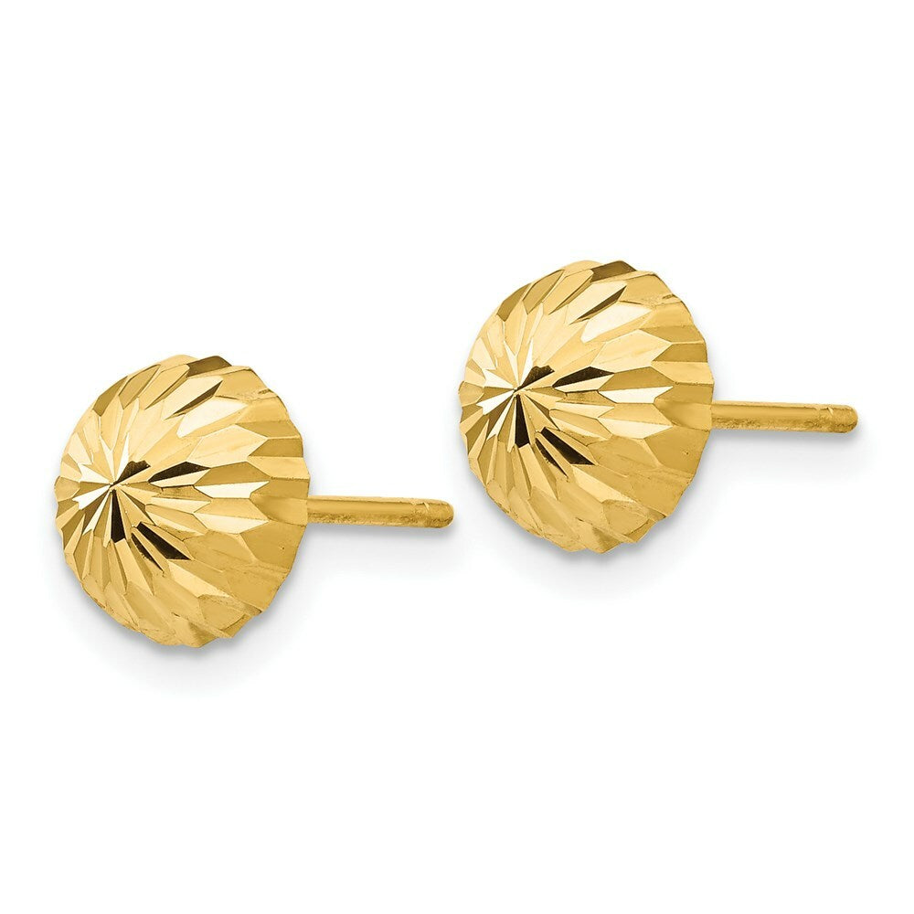 14K Yellow Gold Diamond-cut 8mm Domed Post Earrings