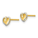 Load image into Gallery viewer, 14K Two-tone Gold Polished and Satin Heart Post Earrings
