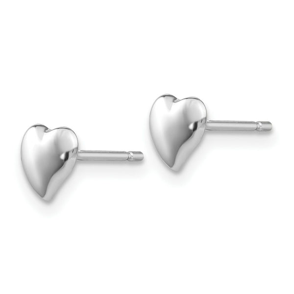 14K White Polished Heart Post Earrings