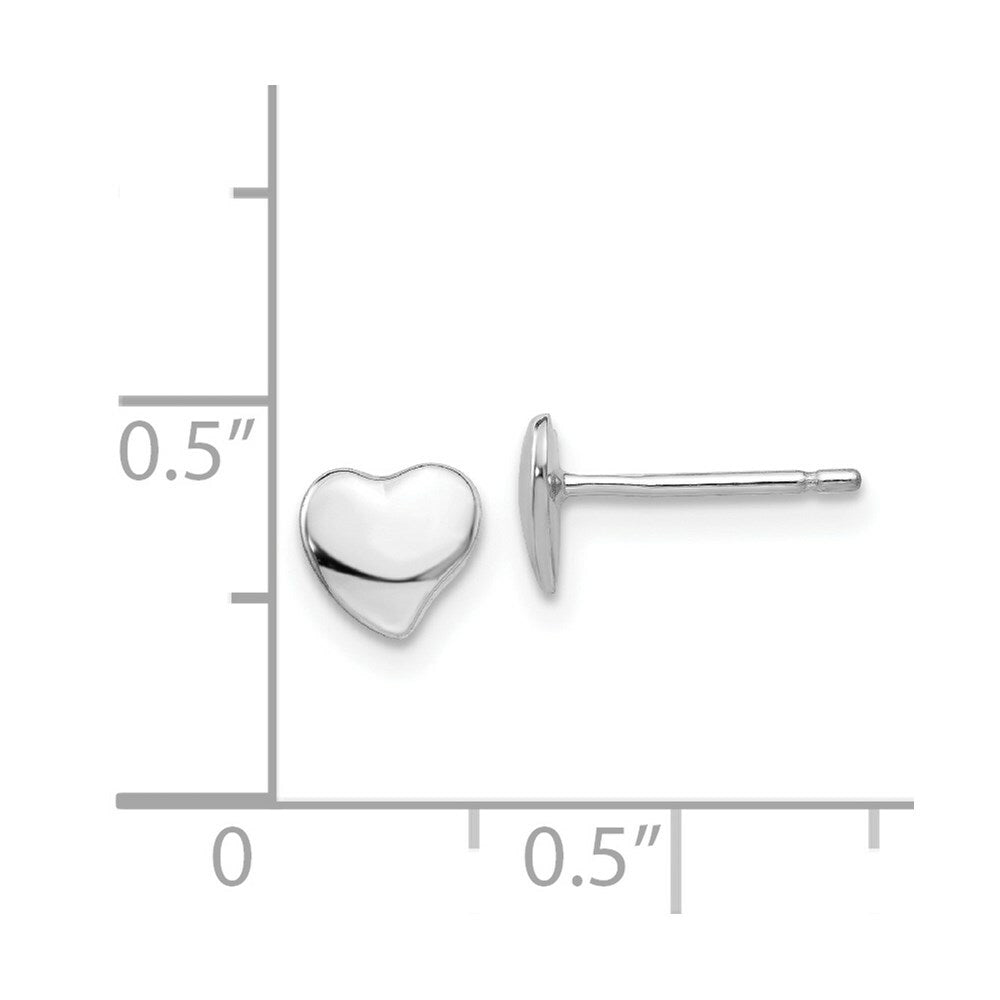 14K White Polished Heart Post Earrings