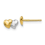 Load image into Gallery viewer, 14K Yellow Gold with Rhodium Polished Heart Post Earrings
