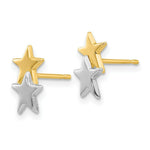 Load image into Gallery viewer, 14K Yellow Gold with Rhodium Polished Star Post Earrings
