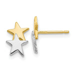 Load image into Gallery viewer, 14K Yellow Gold with Rhodium Polished Star Post Earrings
