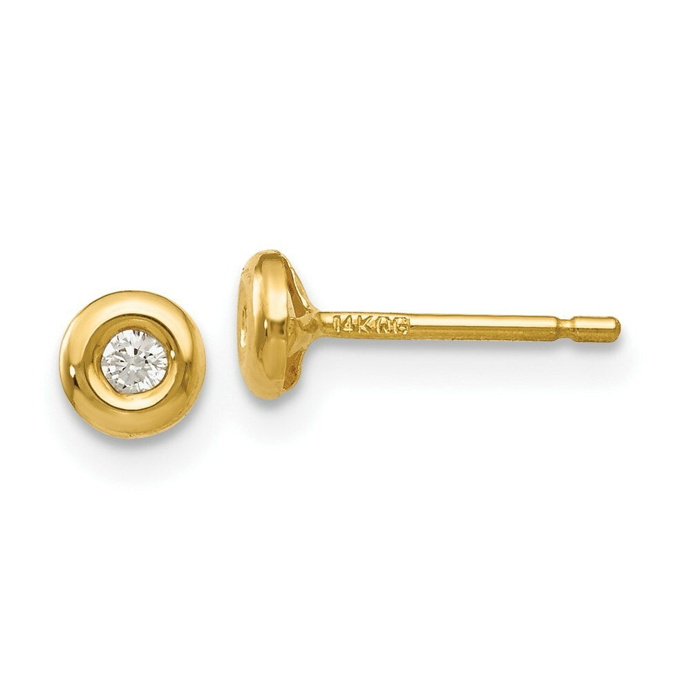 14K Yellow Gold Polished CZ Earrings