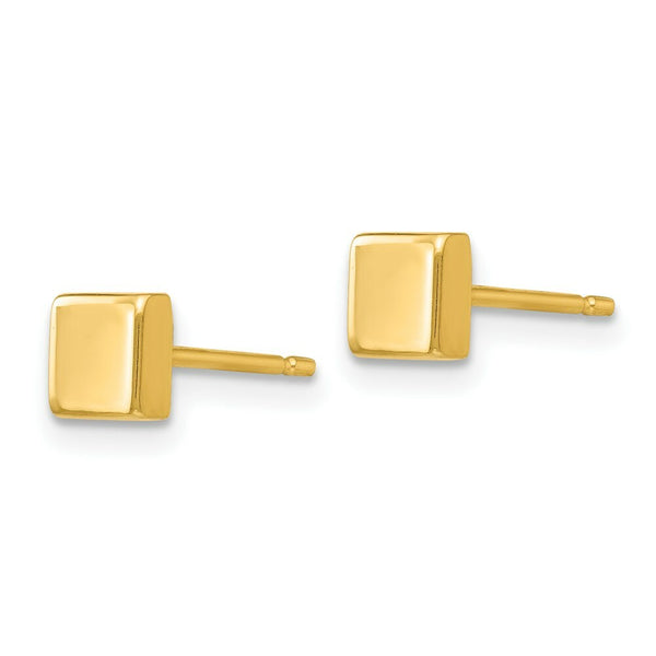 14K Yellow Gold Polished Square Post Earring  4.5mm width