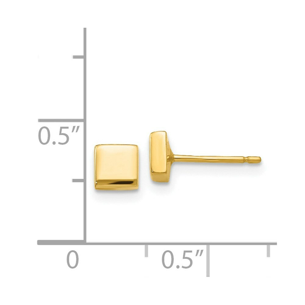 14K Yellow Gold Polished Square Post Earring  4.5mm width