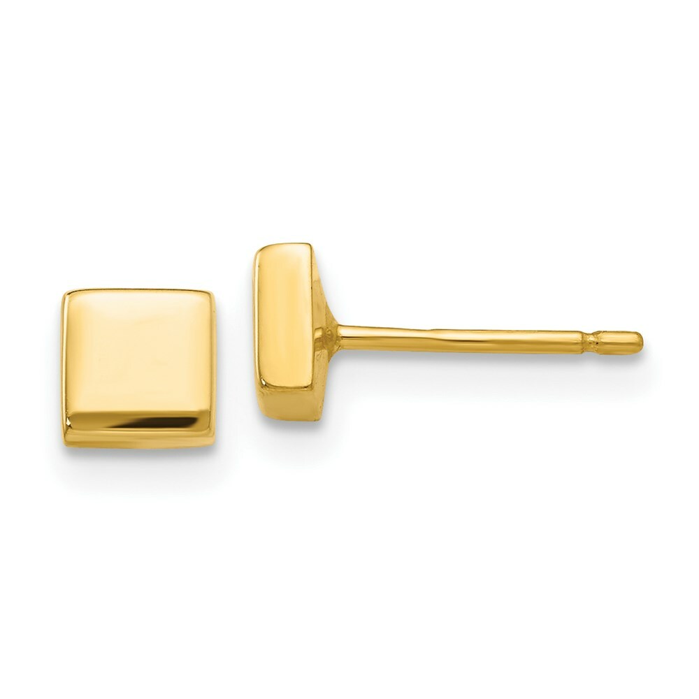 14K Yellow Gold Polished Square Post Earring  4.5mm width