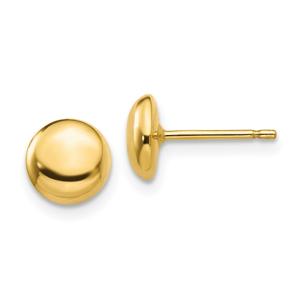 14K Yellow Gold Polished Half Ball Post Earrings  7mm width