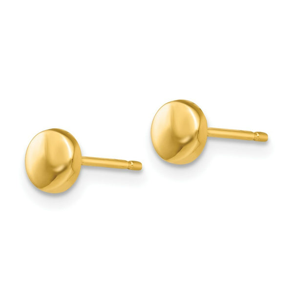 14K Yellow Gold Polished Half Ball Post Earrings  5mm width