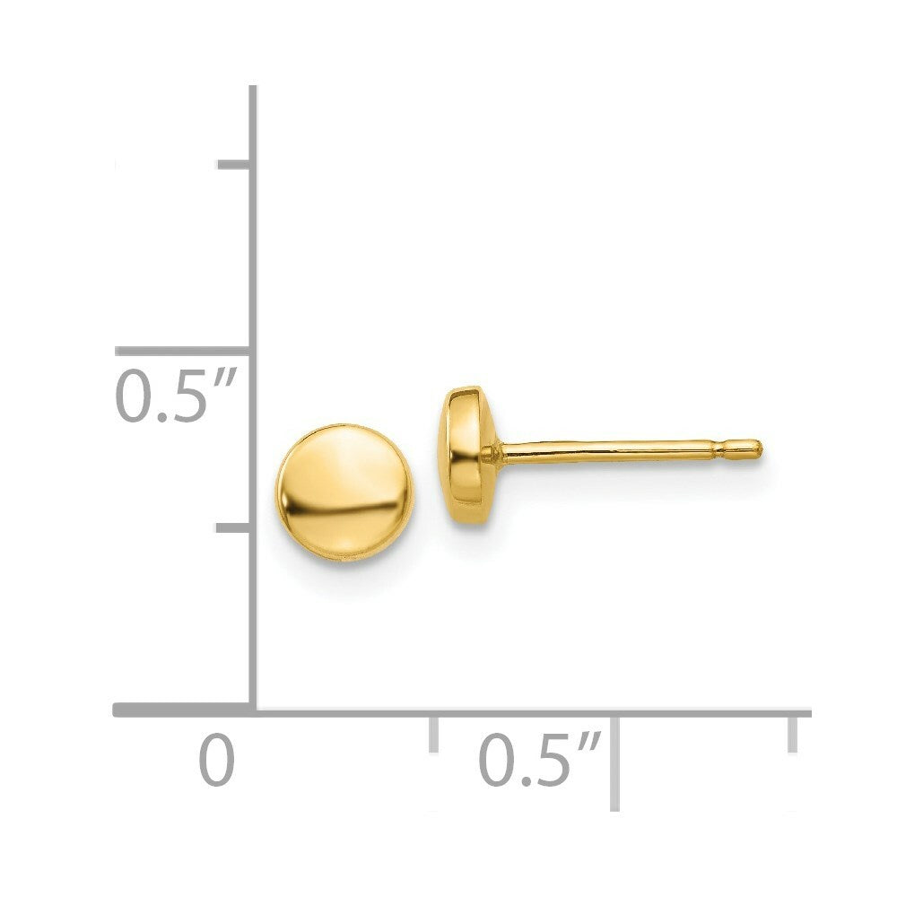 14K Yellow Gold Polished Half Ball Post Earrings  5mm width