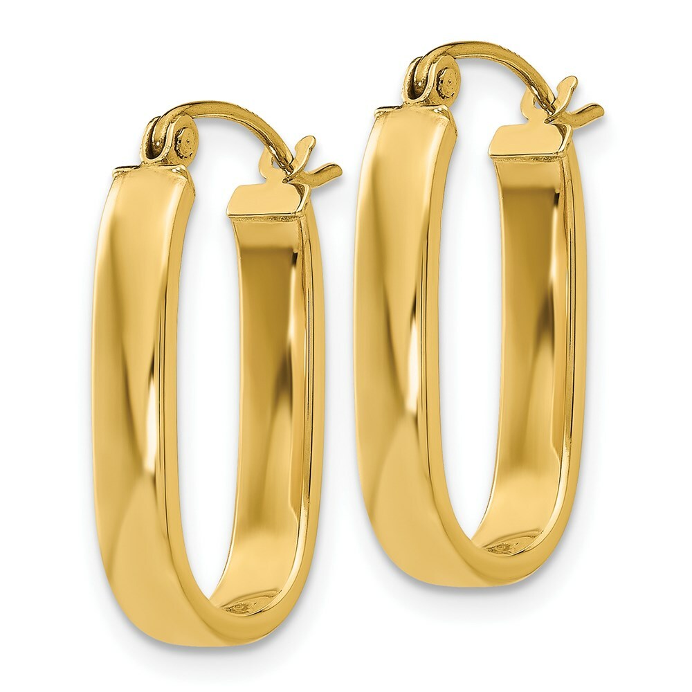 14K Yellow Gold Polished 3.5mm Oval Hoop Earrings  3.5mm width