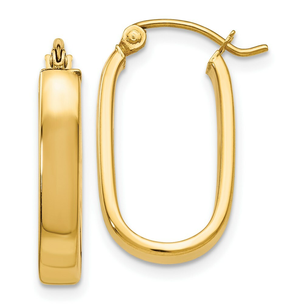 14K Yellow Gold Polished 3.5mm Oval Hoop Earrings  3.5mm width