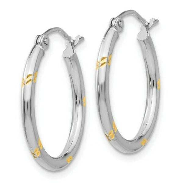 14K Two-tone Gold Hoop Earrings 2mm width