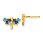 Load image into Gallery viewer, 14K Yellow Gold Enameled Dragonfly Earrings
