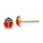 Load image into Gallery viewer, 14K Yellow Gold Enameled Ladybug Earrings
