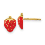 Load image into Gallery viewer, 14K Yellow Gold Enameled Strawberry Earrings
