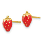 Load image into Gallery viewer, 14K Yellow Gold Enameled Strawberry Earrings
