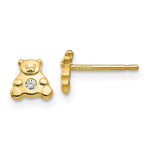 Load image into Gallery viewer, 14K Yellow Gold Bear with CZ Earrings
