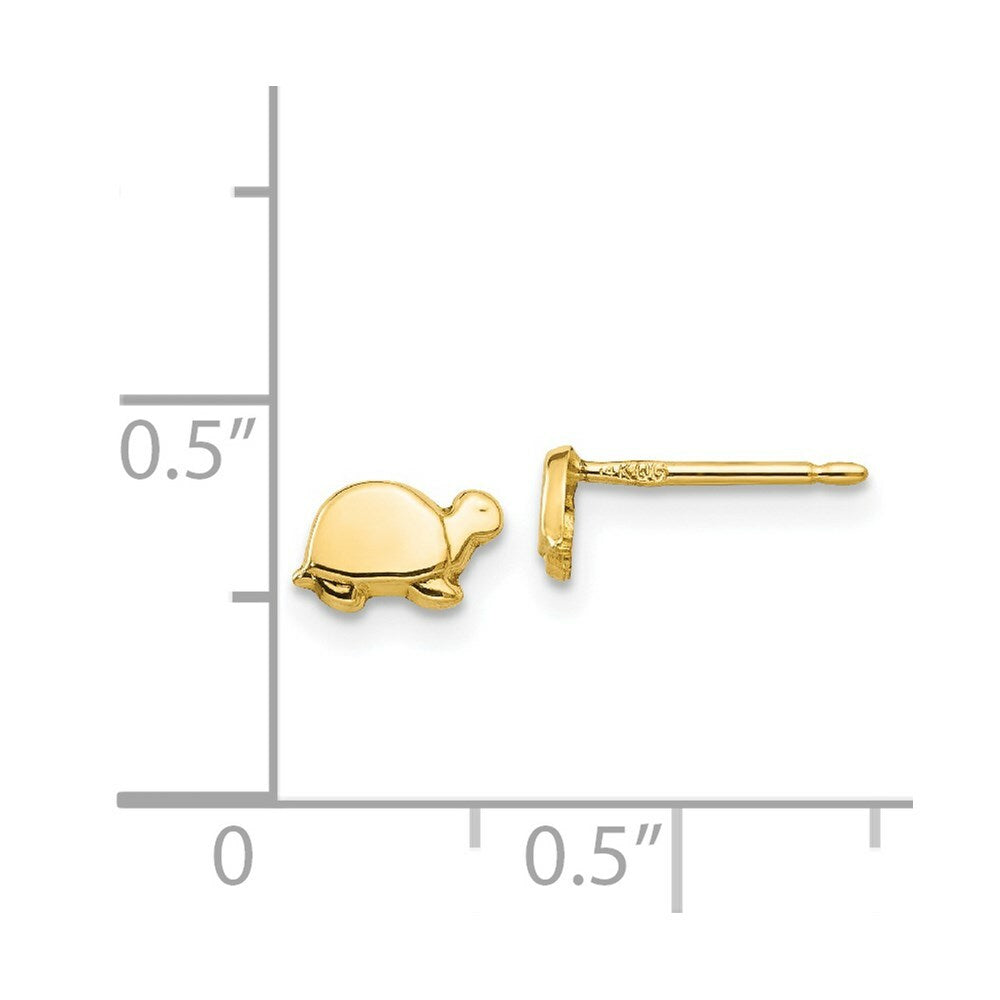 14K Yellow Gold Mini Turtle Earrings
