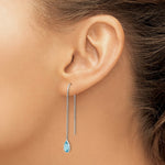 Load image into Gallery viewer, 14K White Gold Blue Topaz Pear Bezel Threader Earrings
