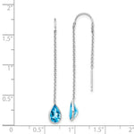 Load image into Gallery viewer, 14K White Gold Blue Topaz Pear Bezel Threader Earrings
