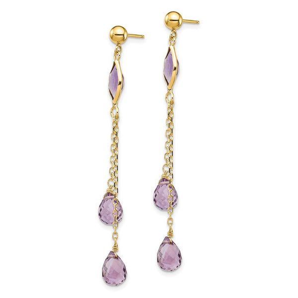 14K Amethyst Post Dangle Earrings
