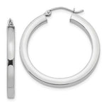 Load image into Gallery viewer, 14K White Gold 3mm Polished Square Tube Hoop Earrings  3mm width
