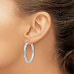 Load image into Gallery viewer, 14K White Gold 3mm Polished Square Tube Hoop Earrings  3mm width
