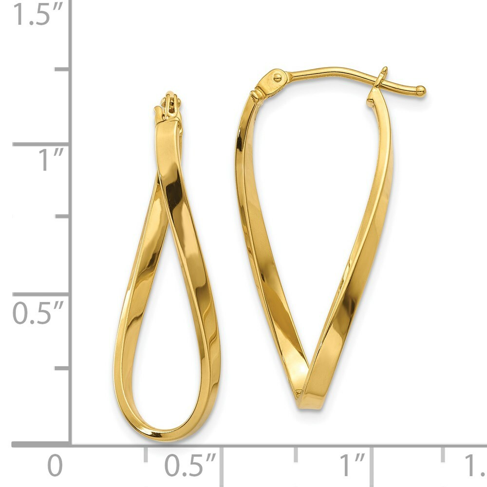 14K Yellow Gold Small Twisted Earrings  2mm width