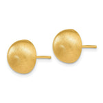 Load image into Gallery viewer, 14K Yellow Gold Hollow Satin 10.50mm Half Ball Post Earrings
