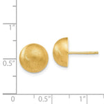 Load image into Gallery viewer, 14K Yellow Gold Hollow Satin 10.50mm Half Ball Post Earrings
