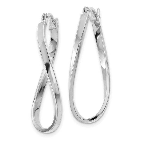 14K White Gold Small Twisted Earrings  2mm width