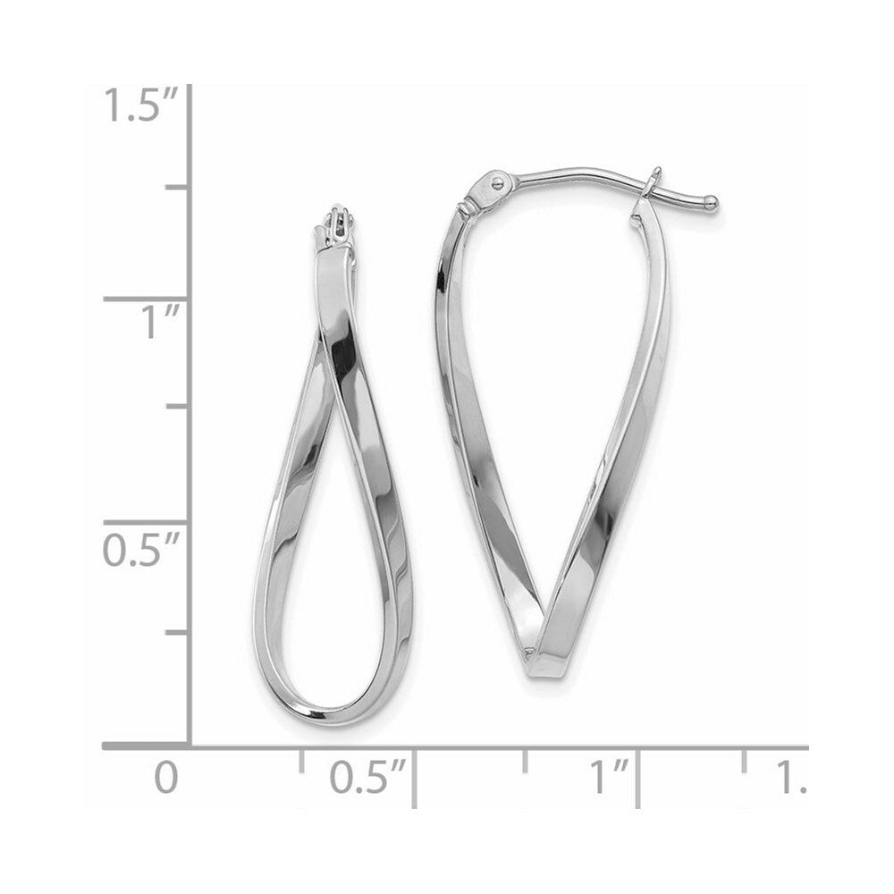14K White Gold Small Twisted Earrings  2mm width
