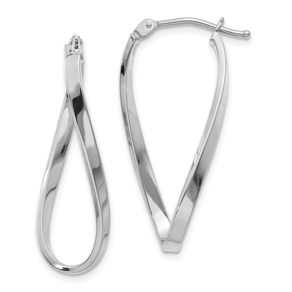 14K White Gold Small Twisted Earrings  2mm width